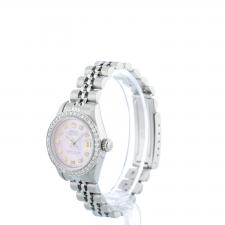 Ladies Rolex Oyster Perpetual Date 79160 Stainless Steel case with Pink MOP Diamond dial