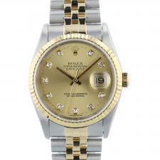 Gents Rolex DateJust 16233 18ct Yellow Gold Stainless Steel case with Champagne Diamond Set dial