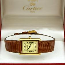 Ladies Cartier Tank Vermeil 78373 Argent Plaque case with Cream dial