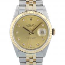 Gents Rolex Datejust 16233 18ct Yellow Gold Stainless Steel case with Champagne Diamond Set dial