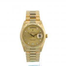 Gents Rolex Day Date 18238 18ct Yellow Gold case with Champagne Diamond Set dial
