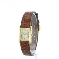 Ladies Cartier Tank Vermeil 78373 Argent Plaque case with Cream dial