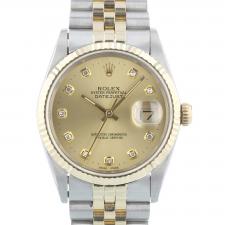 Gents Rolex Datejust 16233 18ct Yellow Gold   Stainless Steel case with Champagne Diamond Set dial