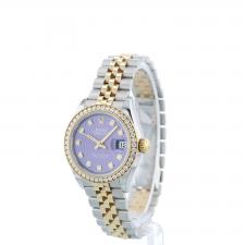 Ladies Rolex Datejust 28 279383RBR 18ct Yellow Gold Stainless Steel case with Lavender Diamond dial