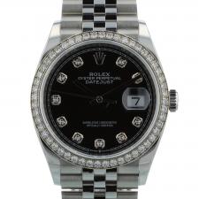 Gents Rolex Datejust 36 126284rbr Steel case with Black Diamond dial