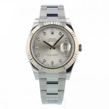 Gents Rolex Datejust II 116334 Steel case with Silver Diamond Dot dial