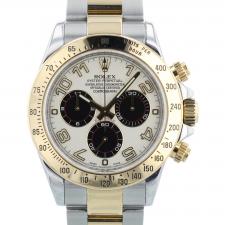 Gents Rolex Daytona 116523 18ct Yellow Gold Stainless Steel case with White Racing dial