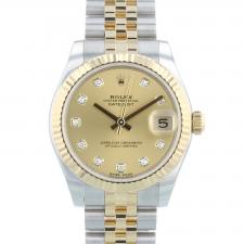 Ladies Rolex DateJust 31 178273 18ct Yellow Gold Stainless Steel case with Gilt Diamond dial
