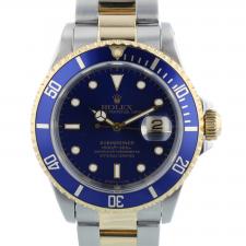 Gents Rolex Submariner Date 16613 18ct Yellow Gold   Stainless Steel case with Blue dial