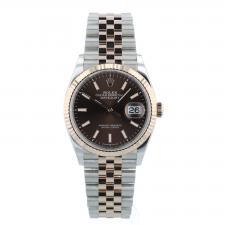 Gents Rolex DateJust 36 126231 18ct Rose Gold Stainless Steel case with Chocolate dial