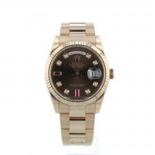 Gents Rolex Day Date 118235 18ct Rose Gold case with Chocolate Diamond Set dial
