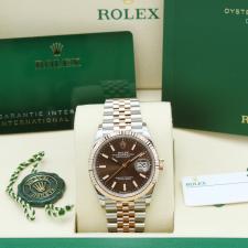 Gents Rolex DateJust 36 126231 18ct Rose Gold Stainless Steel case with Chocolate dial