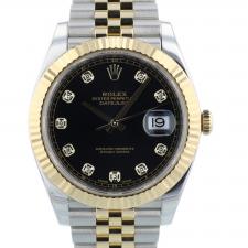 Gents Rolex Datejust 41 126333 18ct Yellow Gold Stainless Steel case with Black Diamond dial