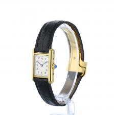 Ladies Cartier Tank 39768 Gold Plated case with Silver dial
