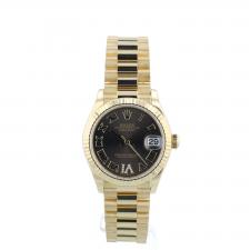 Ladies Rolex DateJust 31 278278 18ct Yellow Gold case with Dark Grey Diamond Set dial