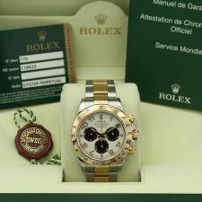 Gents Rolex Daytona 116523 18ct Yellow Gold Stainless Steel case with White dial
