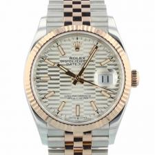 Gents Rolex Datejust 36 126231 Oystersteel and Everose Gold case with Silver  Fluted Motif dial