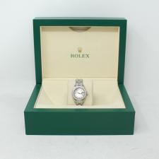 Ladies Rolex Pearlmaster 80299 18ct White Gold case with Black MOP Diamond Set dial