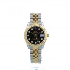 Ladies Rolex DateJust 31 178273 18ct Yellow Gold   Stainless Steel case with Black Diamond Set  dial