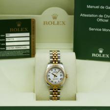 Ladies Rolex DateJust  179173 18ct Yellow Gold   Stainless Steel case with White dial