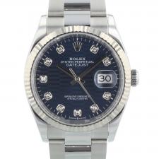 Gents Rolex Datejust 36 126234 Steel case with Blue Fluted Motif Diamond dial