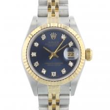 Ladies Rolex DateJust 69173 18ct Yellow Gold   Stainless Steel case with Blue Diamond dial