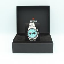 Gents Tudor Black Bay Chrono 79360N Steel case with Flamingo Blue dial