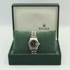 Ladies Rolex DateJust 69240 Steel case with Black Diamond dial