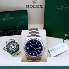 Gents Rolex Oyster Perpetual 41 124300 Stainless Steel case with Blue dial