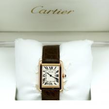 Ladies Cartier Tank Solo W5200024 18ct Yellow Gold case with Silver dial