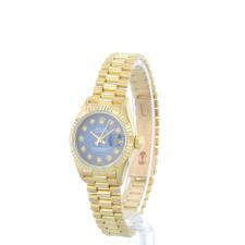 Ladies Rolex DateJust  69178 18ct Yellow Gold case with Blue Diamond dial