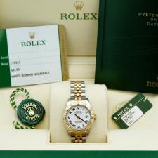 Ladies Rolex Datejust 26 179313 18ct Yellow Gold   Stainless Steel case with White Roman Numerals dial