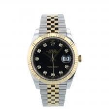 Gents Rolex Datejust 41 126333 18ct Yellow Gold Stainless Steel case with Black Diamond dial