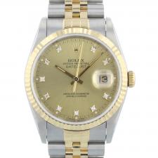 Gents Rolex Datejust 16233 18ct Yellow Gold   Stainless Steel case with Champagne Diamond Set dial