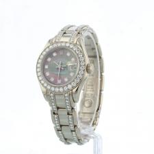 Ladies Rolex Pearlmaster 80299 18ct White Gold case with Black MOP Diamond Set dial