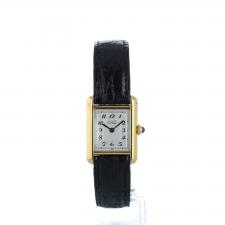 Ladies Cartier Tank 39768 Gold Plated case with Silver dial