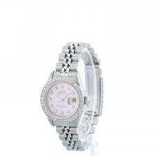 Ladies Rolex Oyster Perpetual Date 79160 Stainless Steel case with Pink MOP Diamond dial