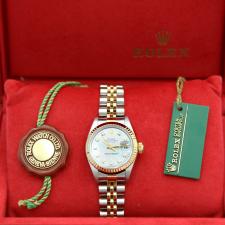 Ladies Rolex DateJust 79173 18ct Yellow Gold Stainless Steel case with Silver Diamond Dot dial