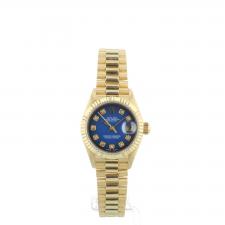 Ladies Rolex DateJust  69178 18ct Yellow Gold case with Blue Diamond dial