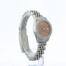 Ladies Rolex Datejust 69240 Steel case with Salmon Diamond Dial dial