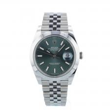 Gents Rolex Datejust 41 126300 Steel case with Mint Green dial
