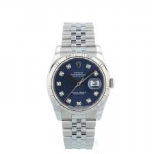 Gents Rolex Datejust 116234 Steel case with Blue Diamond Dial dial
