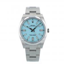 Gents Rolex Oyster Perpetual 41 124300 Steel case with Turquoise Blue dial