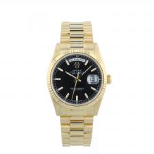 Gents Rolex Day Date 118238 18ct Yellow Gold case with Black dial