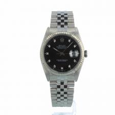Gents Rolex Datejust 16234 Stainless Steel case with Black Diamond Set dial
