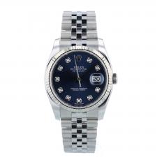 Gents Rolex Datejust 36 116234 Steel case with Blue Diamond Dial dial