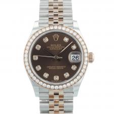 Ladies Rolex Datejust 31 278381RBR 18ct Rose Gold   Stainless Steel case with Chocolate Diamond Set dial