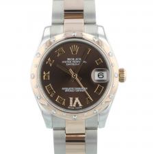 Ladies Rolex DateJust 31 178341 18ct Rose Gold   Stainless Steel case with Chocolate Diamond Set dial