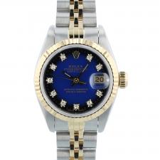 Ladies Rolex 69173 18ct Yellow Gold Stainless Steel case with Blue Vignette Diamond dial