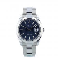 Gents Rolex Datejust 41 126300 Steel case with Blue Fluted Motif dial